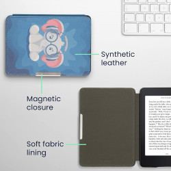 Kwmobile étui compatible avec amazon kindle paperblanc coque - étui à rabat magnétique tablette ereader similicuir - bleu clair-