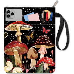 craspire Housse de Protection pour Livre avec Motif Papillon Ciel Étoilé Plantes Lune Étoiles Champignons Pochette Zippée avec P