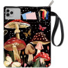 craspire Housse de Protection pour Livre avec Motif Papillon Ciel Étoilé Plantes Lune Étoiles Champignons Pochette Zippée avec P