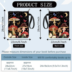 craspire Housse de Protection pour Livre avec Motif Papillon Ciel Étoilé Plantes Lune Étoiles Champignons Pochette Zippée avec P
