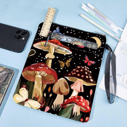 craspire Housse de Protection pour Livre avec Motif Papillon Ciel Étoilé Plantes Lune Étoiles Champignons Pochette Zippée avec P