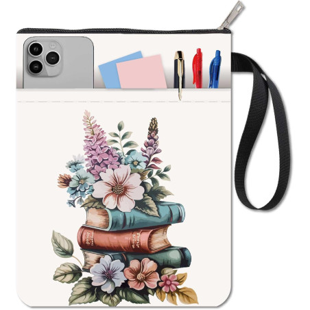 craspire Protège Livre avec Fermeture Éclair Motifs Floraux Rétro Bohème Couverture de Livre pour Livres de Poche Tissu Lavable 