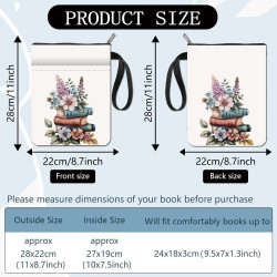 craspire Protège Livre avec Fermeture Éclair Motifs Floraux Rétro Bohème Couverture de Livre pour Livres de Poche Tissu Lavable 