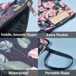 craspire Protège Livre avec Fermeture Éclair Motifs Floraux Rétro Bohème Couverture de Livre pour Livres de Poche Tissu Lavable 