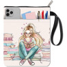 craspire Housse de Protection pour Livre avec Fermeture Éclair et Poche Supplémentaire Rectangulaire Lavable en Tissu Motif Flor