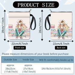 craspire Housse de Protection pour Livre avec Fermeture Éclair et Poche Supplémentaire Rectangulaire Lavable en Tissu Motif Flor