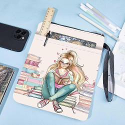 craspire Housse de Protection pour Livre avec Fermeture Éclair et Poche Supplémentaire Rectangulaire Lavable en Tissu Motif Flor
