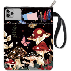 craspire Housse de Livre Ciel Nocturne Couverture de Livre Champignon Papillon Lune Plantes Tissu Lavable avec Fermeture Éclair 