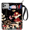 craspire Housse de Livre Ciel Nocturne Couverture de Livre Champignon Papillon Lune Plantes Tissu Lavable avec Fermeture Éclair 