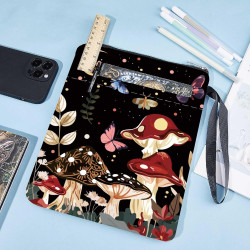craspire Housse de Livre Ciel Nocturne Couverture de Livre Champignon Papillon Lune Plantes Tissu Lavable avec Fermeture Éclair 