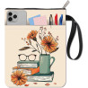 craspire Housse de Livre Florale avec Fermeture Éclair Protection de Livre en Forme de Vase à Fleurs Tissu Lavable avec Poche Su