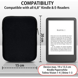 Mygadget pochette en néoprène pour tablette jusqu'à 6,8 pouces [ 19 x 13,5 cm ] – housse de protection compatible avec kindle pa