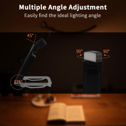 Qumox Lampe de Lecture Rechargeable USB – Clip Flexible, 3 Températures de Couleur, 5 Niveaux de Luminosité, Lampe LED Portable 