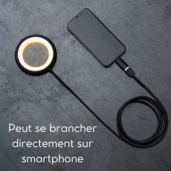 Bily Lampe de Lecture LED Nomade Noire - 3 Niveaux de Luminosité, sans Batterie ni Piles, Lampe USB Compacte Portable pour Lectu