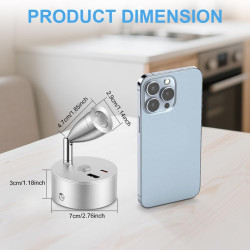 Spot LED Sans Fil Rechargeable,2PCS Lampes de Lectures Spot LED avec 3 Températures de Couleur,Variateur Tactile,12V Lampes Camp