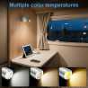 Spot LED Sans Fil Rechargeable,2PCS Lampes de Lectures Spot LED avec 3 Températures de Couleur,Variateur Tactile,12V Lampes Camp
