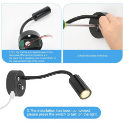 Spot LED sans Fil Rechargeable,2PCS Lampes de Lectures Spot LED,12V Blanc Chaud Camping Car Col de Cygne avec Chargeur USB pour 