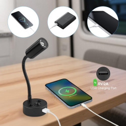 Spot LED sans Fil Rechargeable,2PCS Lampes de Lectures Spot LED,12V Blanc Chaud Camping Car Col de Cygne avec Chargeur USB pour 