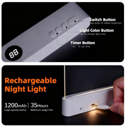 Lampe De Lecture, éCran Plat Intelligent Led Lampe Lecture,Lumiere Livre Multifonctionnel,Chargement Usb Avec Fonction Minuterie