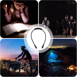 Generico Lampe de lecture de cou - Lampe de livre rechargeable par USB, luminosité réglable avec bras flexibles et pliables, des