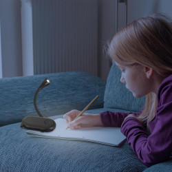 Artibetter Lampe de Lecture à Pince LED Rechargeable Noire, Petite Lampe de Lecture Portable Luminosité Réglable, Veilleuse pour