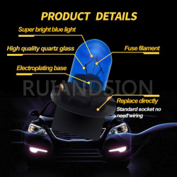 Ruiandsion Lot de 10 ampoules halogènes T10 194 168 bleues 12 V non polarisées 200 lm pour éclairage intérieur de voiture, lampe