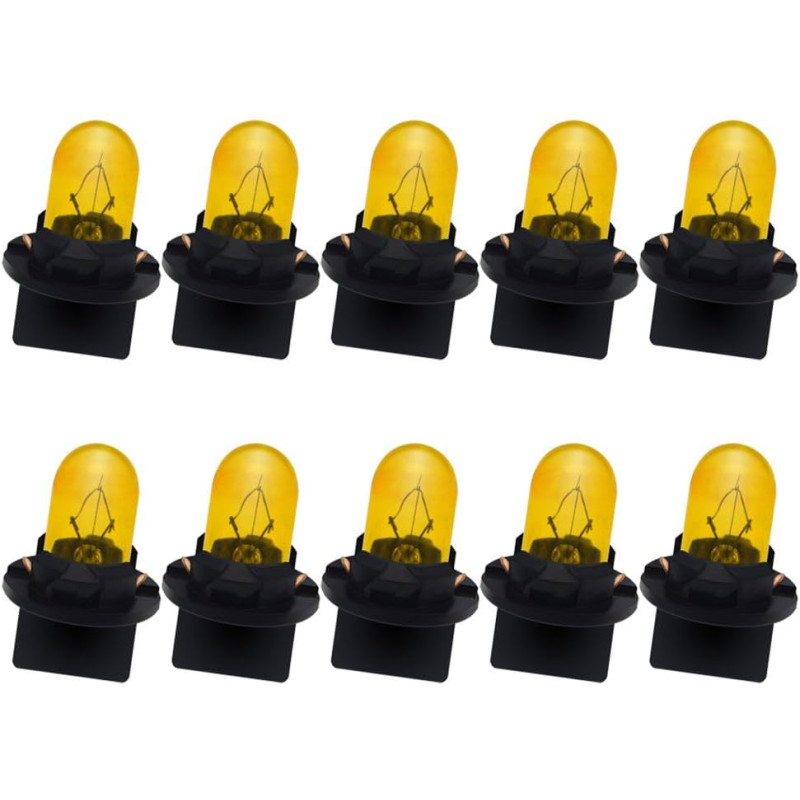 Ruiandsion T10 168 2825 Lot de 10 lampes halogènes de rechange pour lecteur de carte Jaune 12 V non polarisé Éclairage à 360° Po