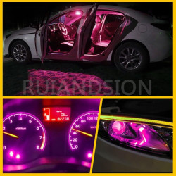 Ruiandsion T10 194 Lot de 10 lampes de lecture 12 V non polarisées rose/violet 200 lm pour éclairage intérieur, éclairage de por