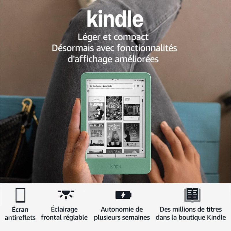 Amazon Kindle (Nouvelle génération) - Le plus léger et compact, avec écran antireflets, changements de page plus rapides et écla