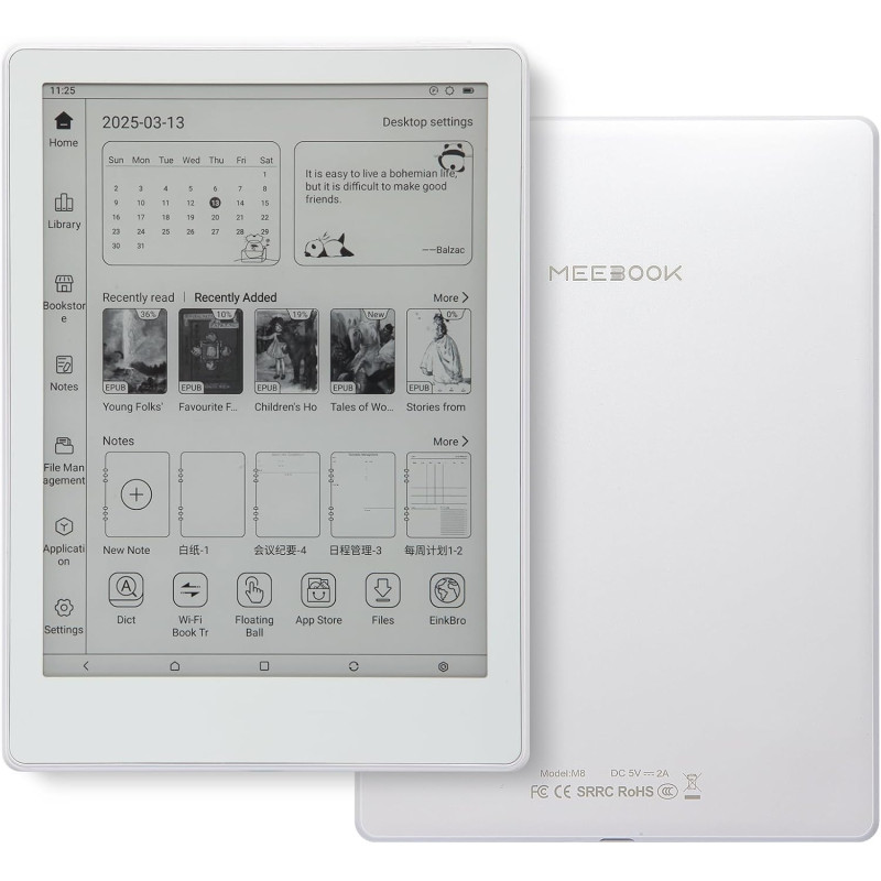 Meebook e-reader m8 | 7.8' eink carta screen | 300ppi smart light | android 14 | octa core processor | dual mics&speakers | supp