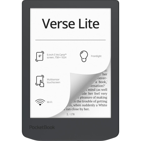 PocketBook Ebook Verse Lite 6" E Ink Carta 8GB Gris Táctil WiFi USB-C
