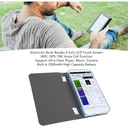 Liseuse électronique 5 pouces, lecteur de livre électronique à écran tactile lcd couleur, wifi, bleutooth, fm, appel vocal, avec