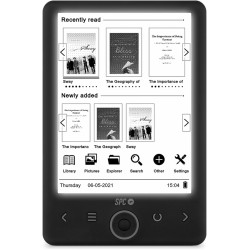 SPC Dickens Light 2 - Livre électronique avec écran rétro-éclairé et lumière à 6 Niveaux d'intensité, Touches frontales, Positio