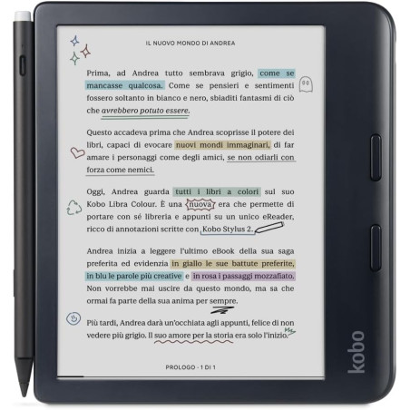 Kobo Libra Colour avec Kobo Stylus 2 | liseuse | écran couleur antireflet et encre Kaleido™ 3.7 | mode sombre | livres audio | é