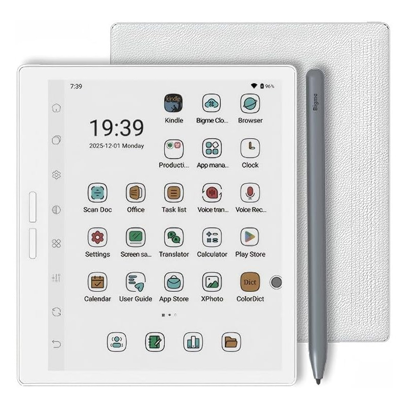 Bigme Eink B751C-S Lecteur d'ebook coloré pour tablette 7", 4 + 64 Go, stylet rechargeable, Android 14, idéal pour la lecture, l