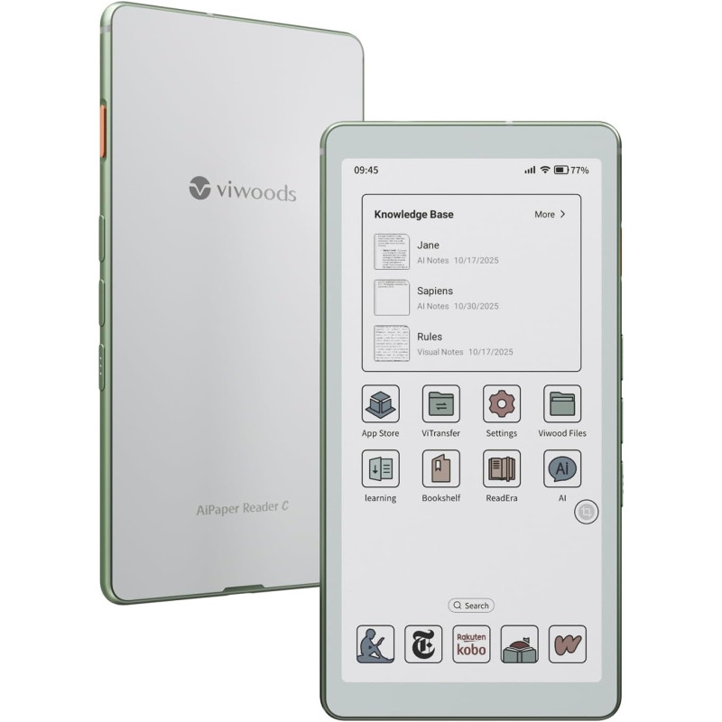 VIWOODS 6,13’’ AiPaper Reader C avec écran Couleur, liseuse E Ink avec lumière Chaude et Froide réglable, Ultra-Fin et léger, in