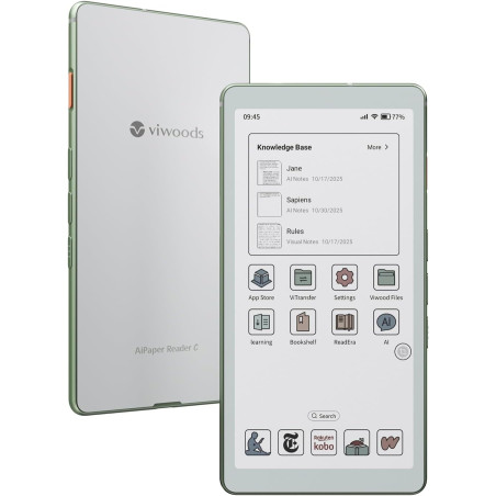 VIWOODS 6,13’’ AiPaper Reader C avec écran Couleur, liseuse E Ink avec lumière Chaude et Froide réglable, Ultra-Fin et léger, in