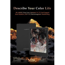 Meebook M8C | Lecteur E-Ink 7,8" avec |Android 14 | Écran Kaleido 3 300 PPI | Processeur Octo-cœur |4Go+64Go |Double Micro/Haut-