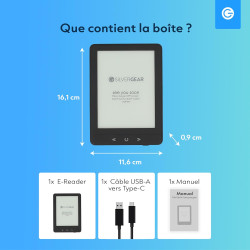 Argentgear® ebook reader avec rétroéclairage | écran tactile e-ink de 6 pouces | mémoire de 4 go pour 3000+ e-books | pocketbook