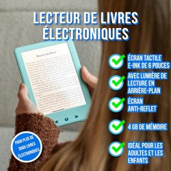 Argentgear® ebook reader avec rétroéclairage | écran tactile e-ink de 6 pouces | mémoire de 4 go pour 3000+ e-books | e-reader |