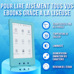 Argentgear® ebook reader avec rétroéclairage | écran tactile e-ink de 6 pouces | mémoire de 4 go pour 3000+ e-books | e-reader |