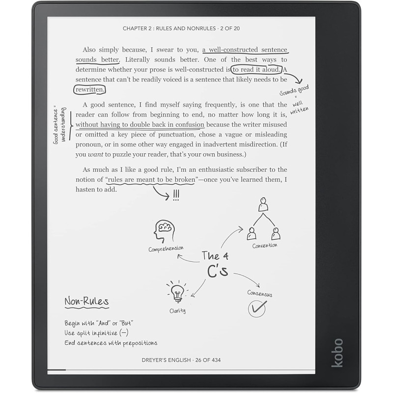 Kobo Elipsa Pack | eReader | 10.3” Glare Free Touchscreen | Mark Up eBooks | Includes 1 Kobo Stylus & 1 SleepCover | Adjustable 