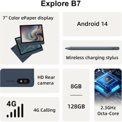Bigme B7 Tablette ePaper couleur 7" avec mémoire de 8 + 128 Go et fonction téléphonie 4G | Android 14 OS | 300 PPI | 3000 mAh