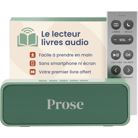 Prose - Lecteur de Livre Audio avec 1 Livre Inclus - Appareil Simple sans Smartphone - Écouter Romans, Polars, Histoire - Idée C