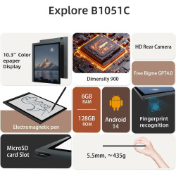 Bigme B1051C Tablette de Prise de Notes ePaper à 5,5 mm d'épaisseur, 6G RAM + 128G ROM, écran Tactile avec Appareil Photo 5 MP e