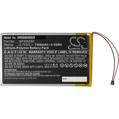 vhbw Batterie Remplacement pour Kobo SP305590 pour liseuse e-Book Reader (1500mAh, 3,7V, Li-polymère)