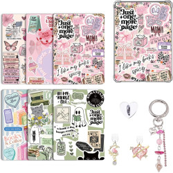 Set d’accessoires décoratifs pour kindle paperblanc 11e/12e génération, 6 cartes papier déco, 2 bouchons anti-poussière usb-c av