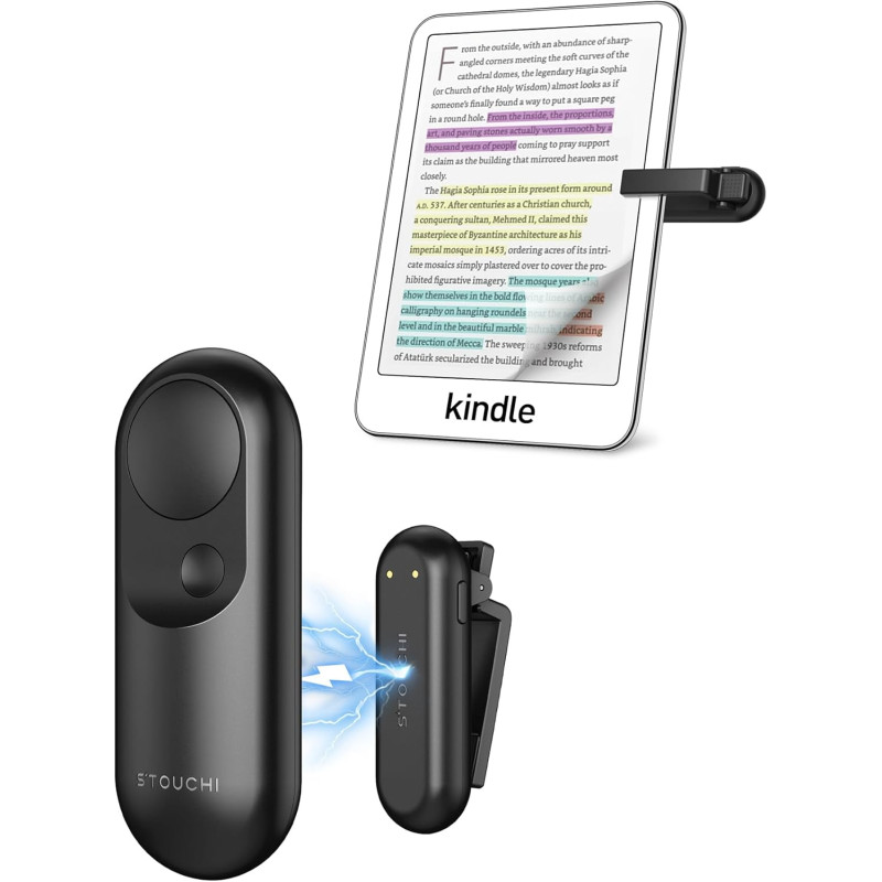 Stouchi télécommande kindle pour tourne page kindle paperblanc colorsoft oasis scribe et liseuses télécommande 2-en-1 magnétique