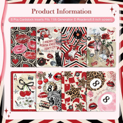 8 cartes décoratives y2k pour kindle paperblanc – inserts papier esthétiques léopard & rétro, compatibles liseuse kindle paperbl