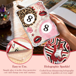 8 cartes décoratives y2k pour kindle paperblanc – inserts papier esthétiques léopard & rétro, compatibles liseuse kindle paperbl